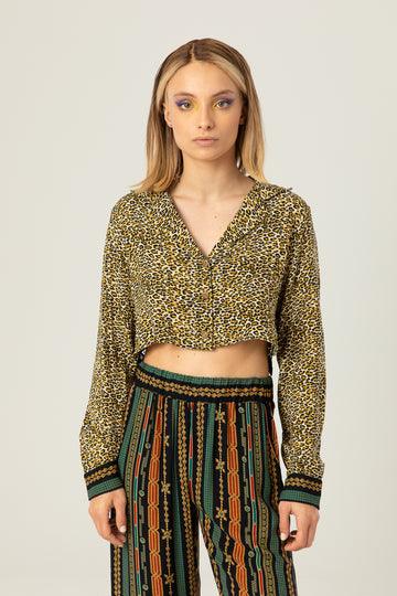 Back Lace Cropped Shirt